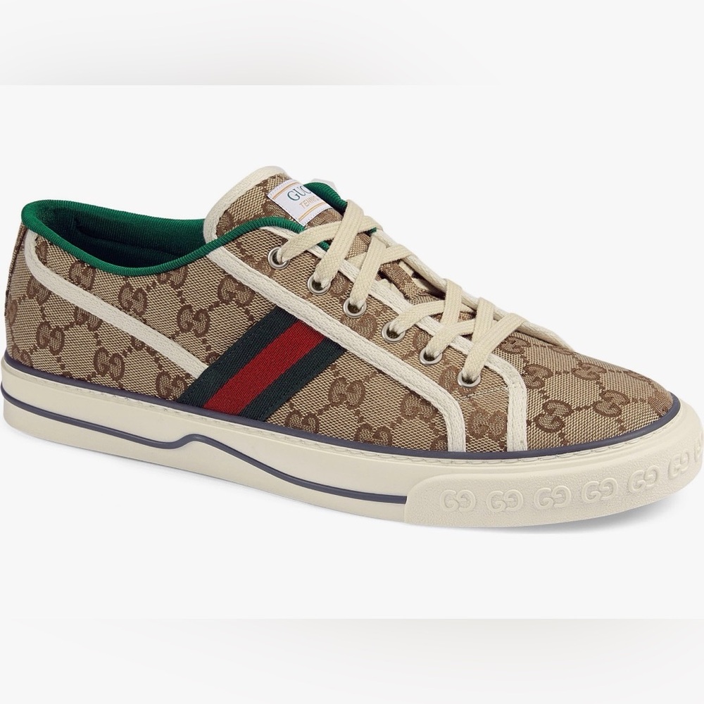 Gucci Web Canvas Low Top Tennis 1977 Sneaker Shoes Beige New Men’s 14 UK / 13 US